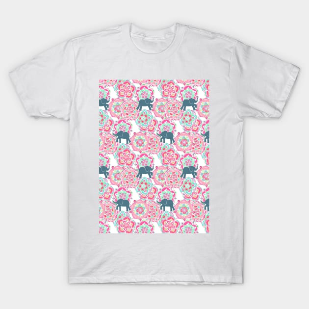 Tiny Elephants in Fields of Flowers T-Shirt by micklyn